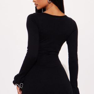 Showing Off Sweater Mini Dress - Black