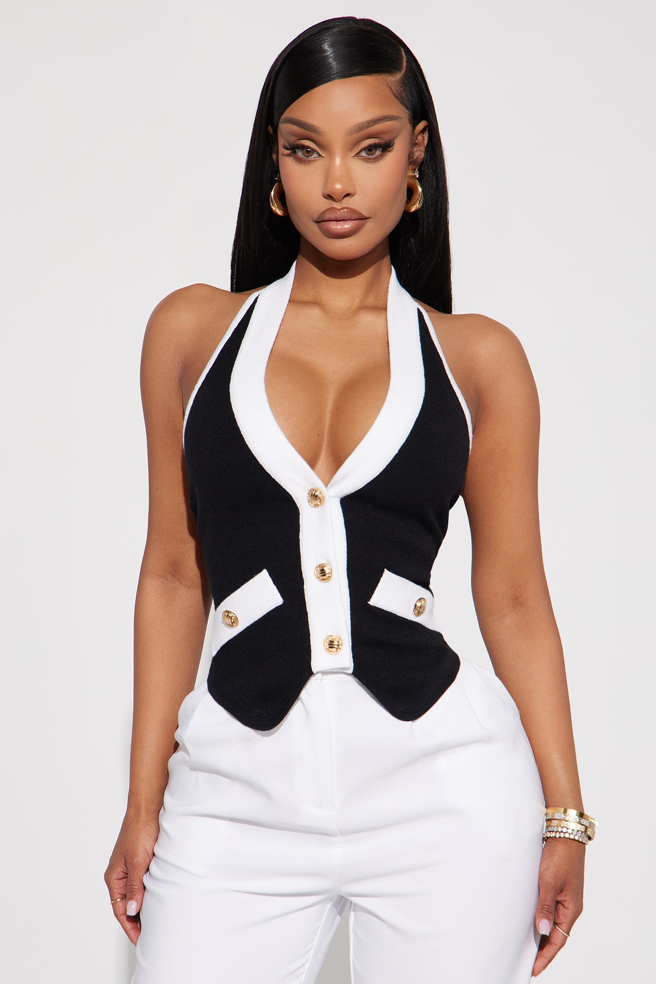 Cora Checkered Sweater Vest - Kelly Green - Image 60