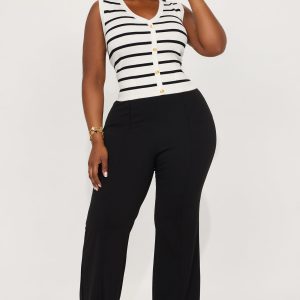 My True Passion Striped Sweater Vest - White/Black