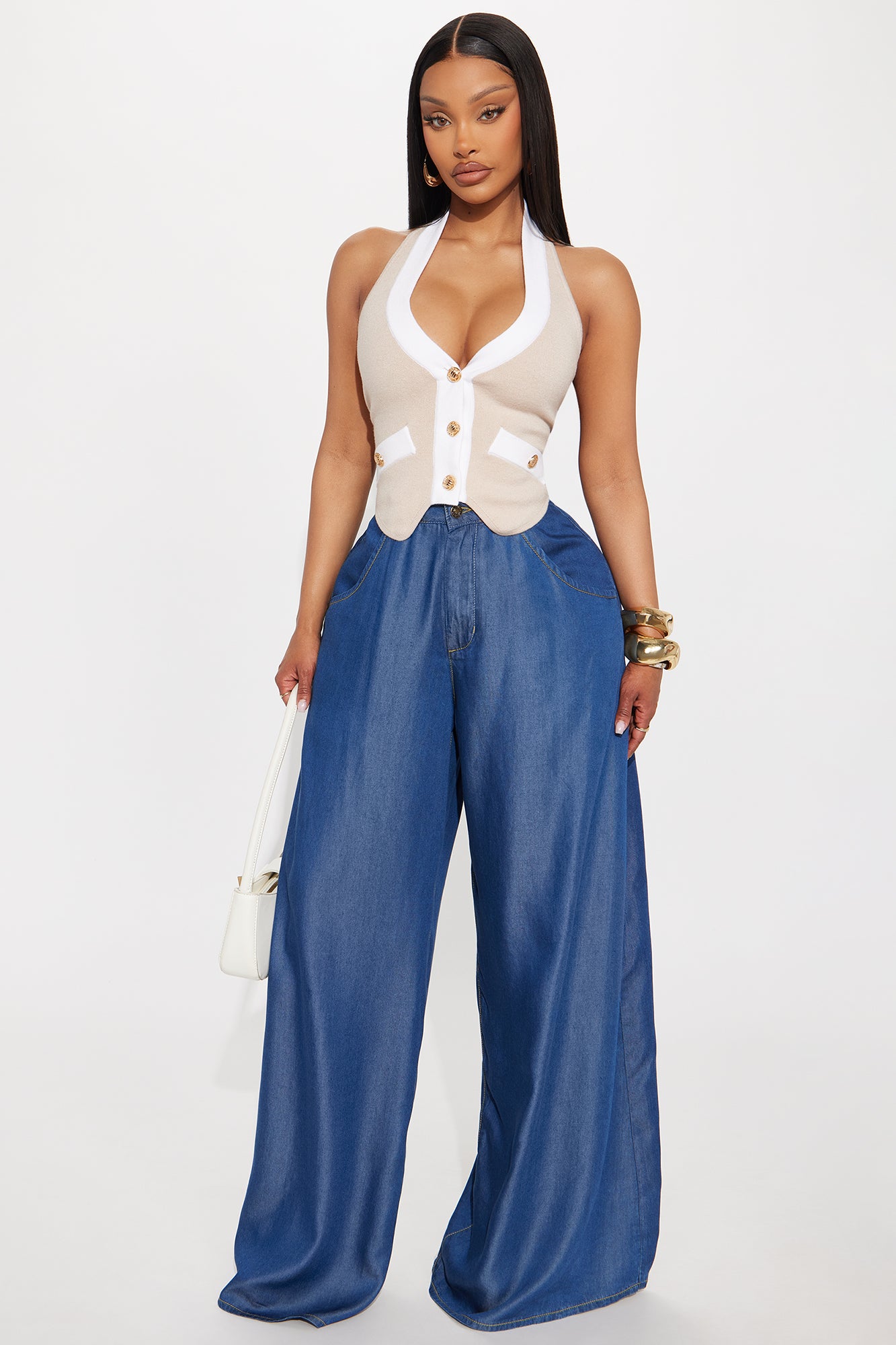 Gia Sweater Vest Top - Taupe/combo - Image 4