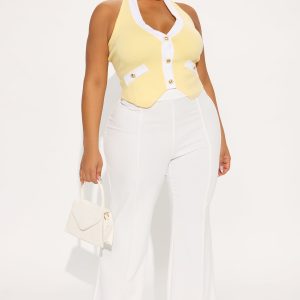 Gia Sweater Vest Top - Butter Yellow