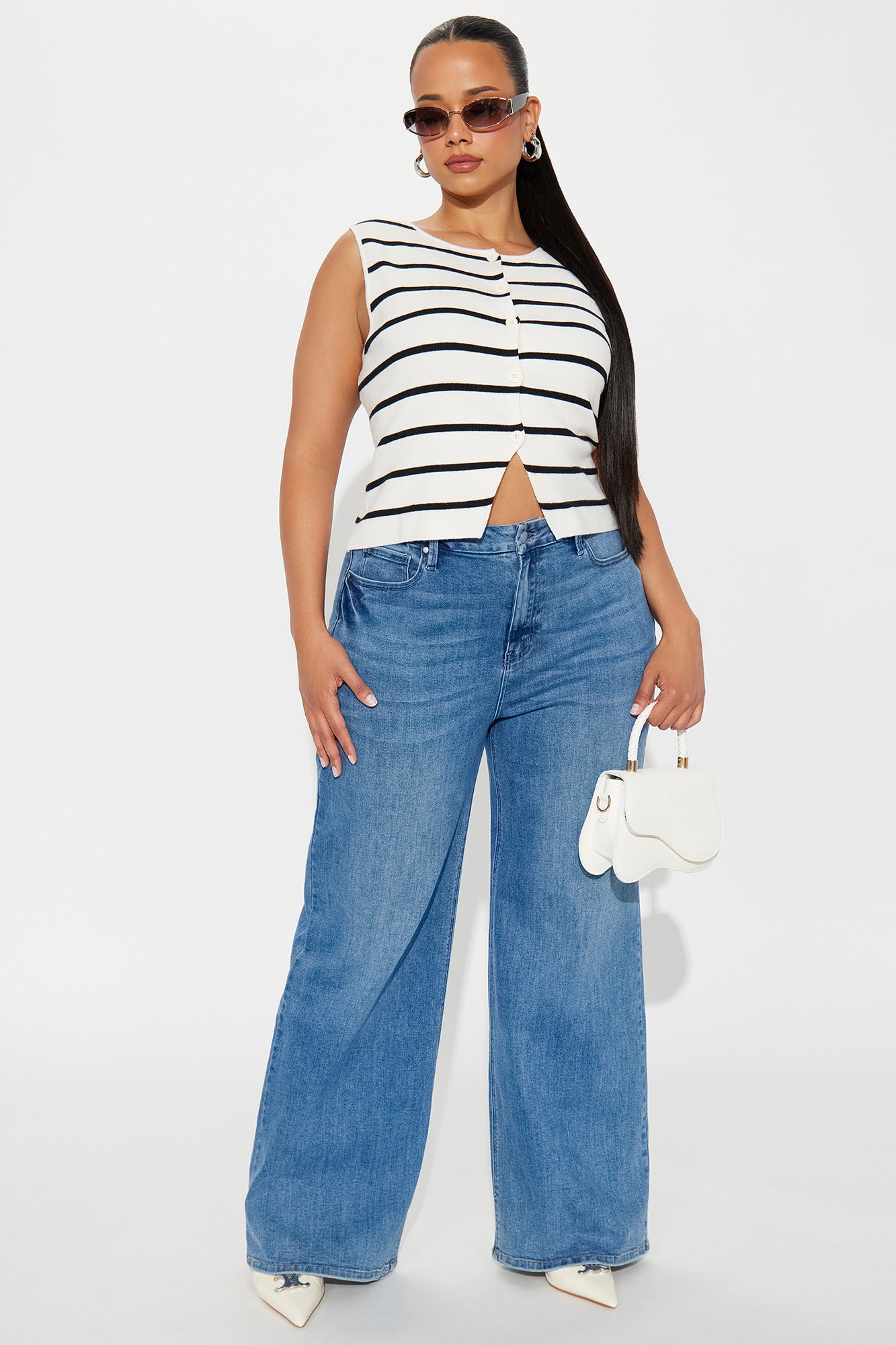 Karson Striped Sweater Vest - White/Black - Image 24