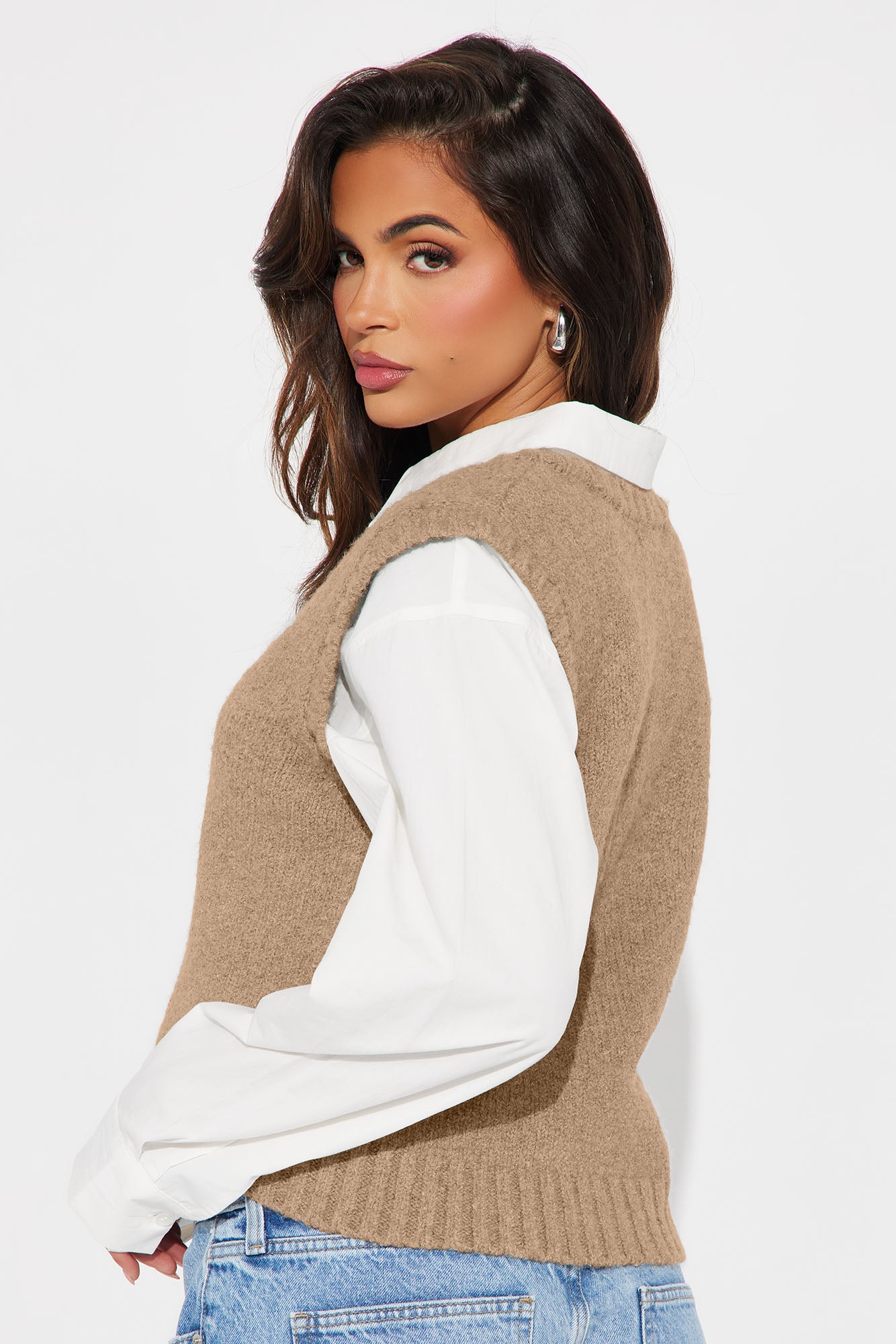 Top Scholar Sweater Vest - Beige - Image 2