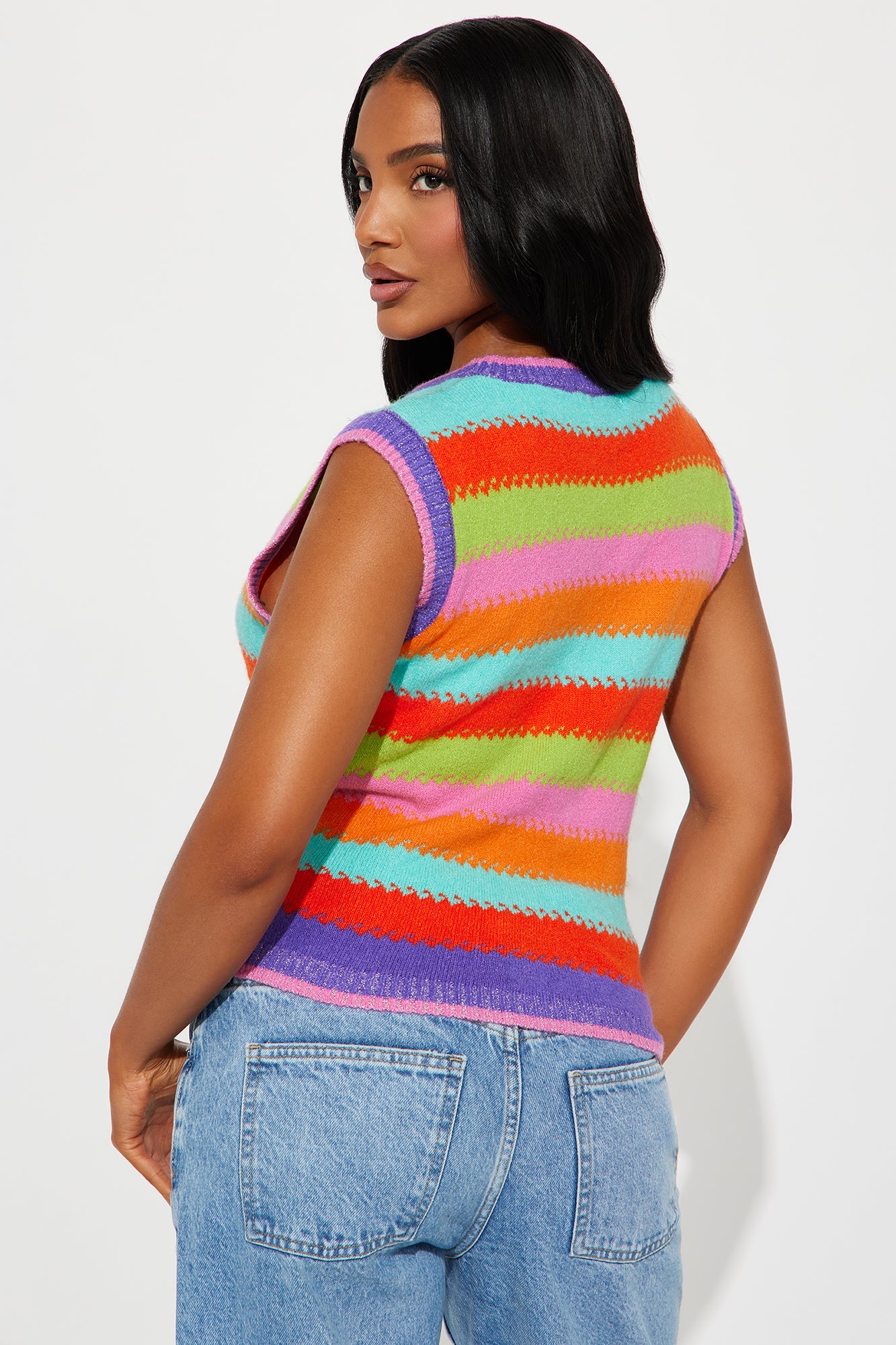 Rainbow Sunsets Sweater Vest - Multi Color - Image 3