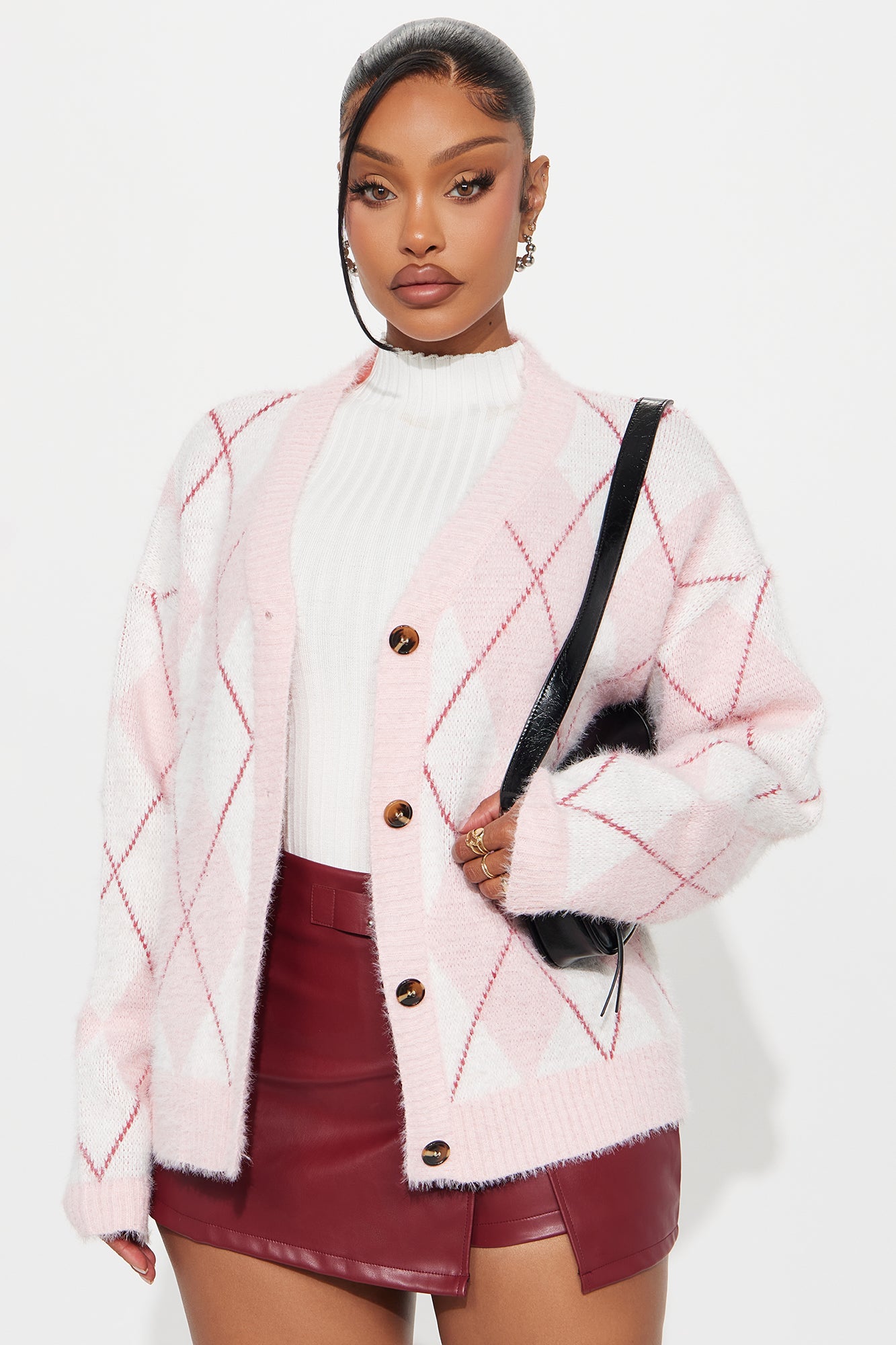 Chic Happens Argyle Sweater Vest - Burgundy/combo - Image 24