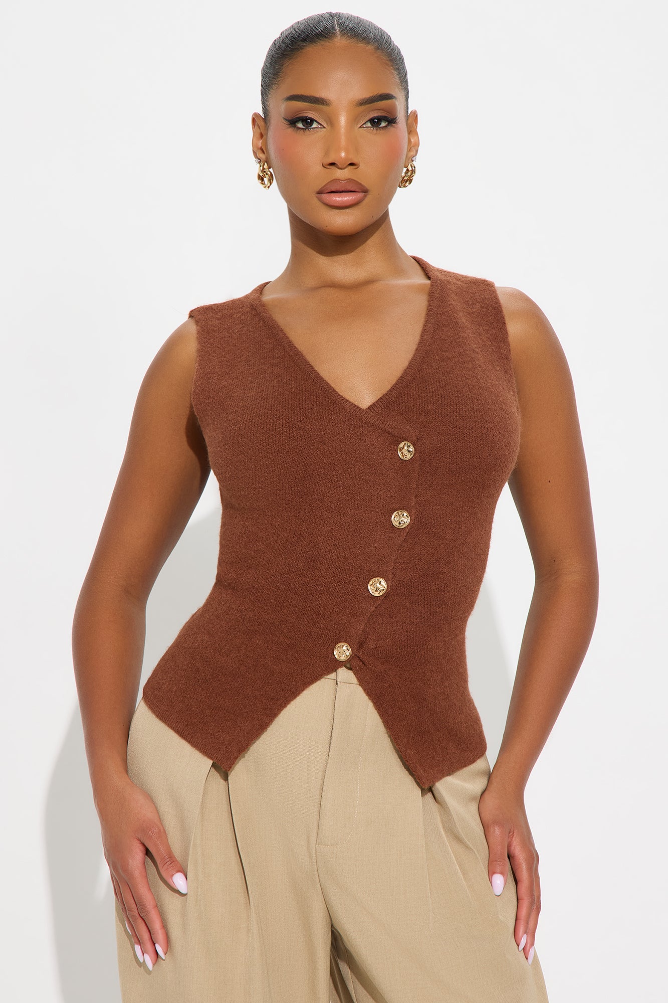 Boss In Faux Fur Sweater Top - Chocolate - Image 36