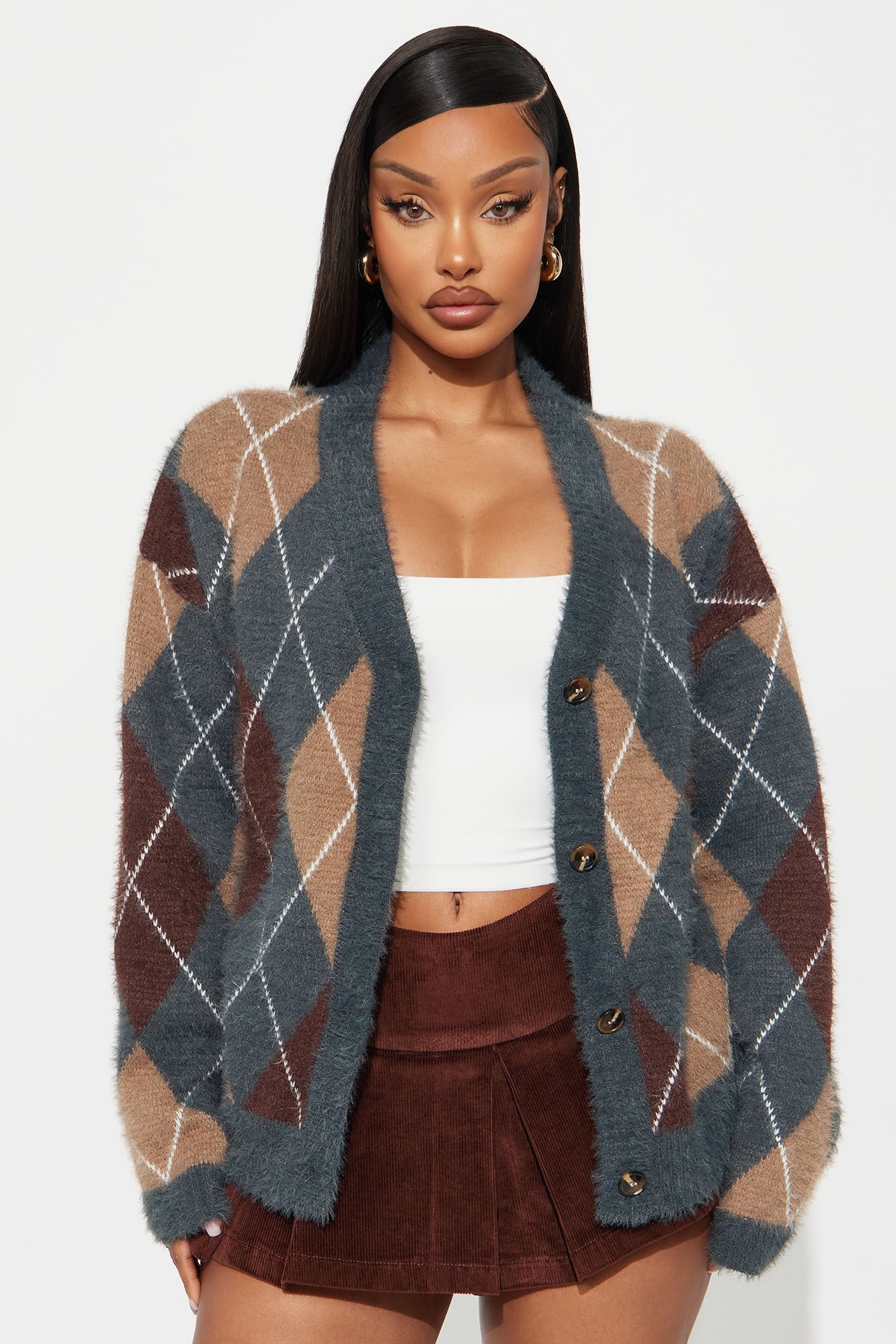 Chic Happens Argyle Sweater Vest - Burgundy/combo - Image 41