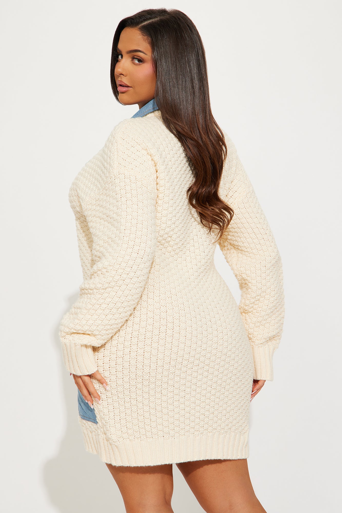 Thinking of You Mini Sweater Dress - Cream/combo - Image 6