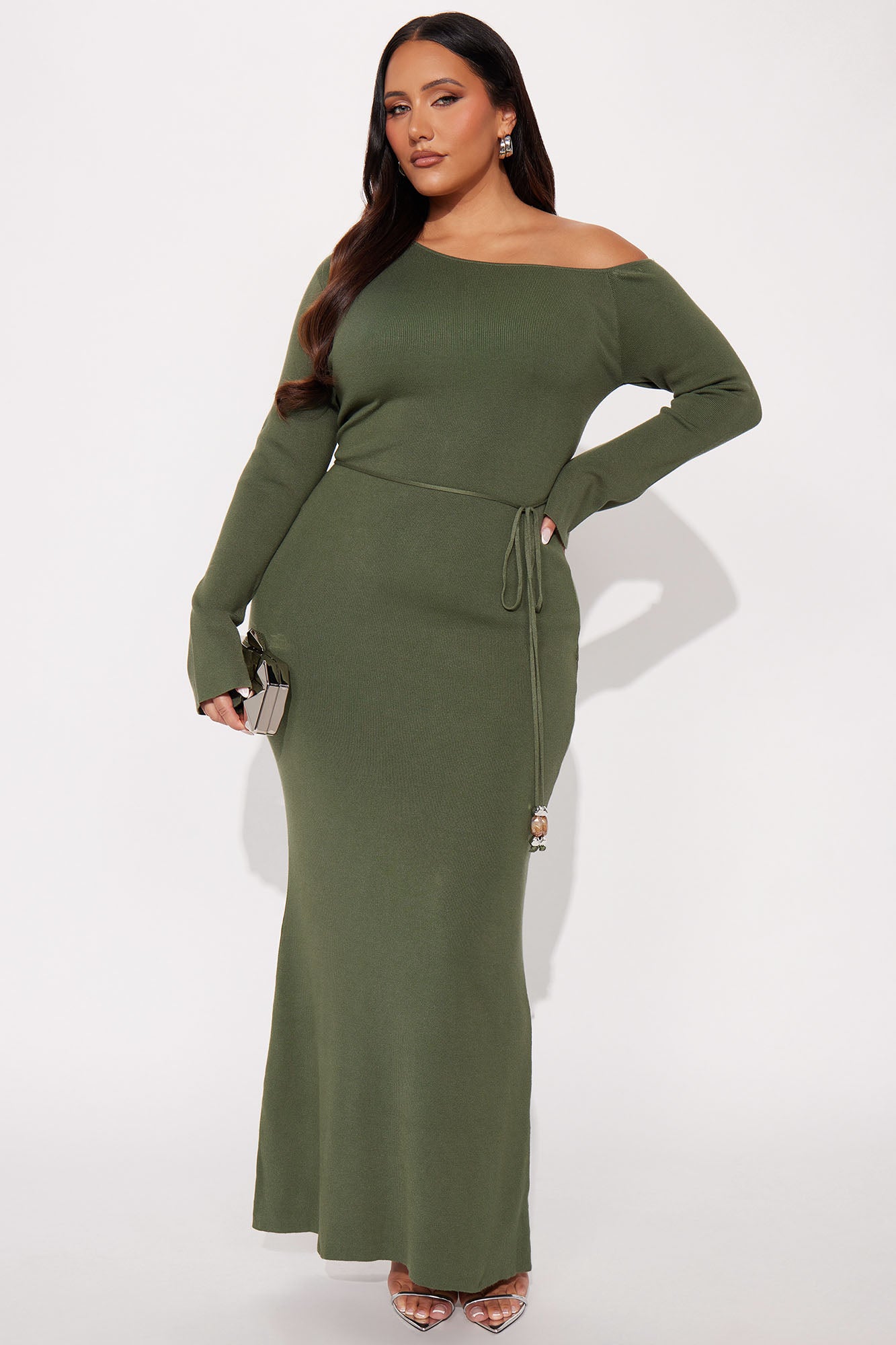 Attention Lover Sweater Maxi Dress - Olive - Image 3
