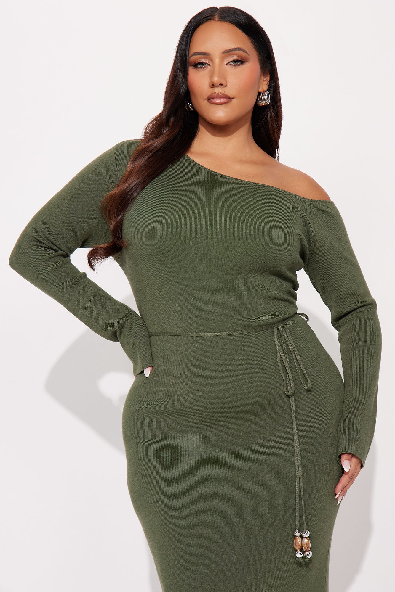 Attention Lover Sweater Maxi Dress - Olive