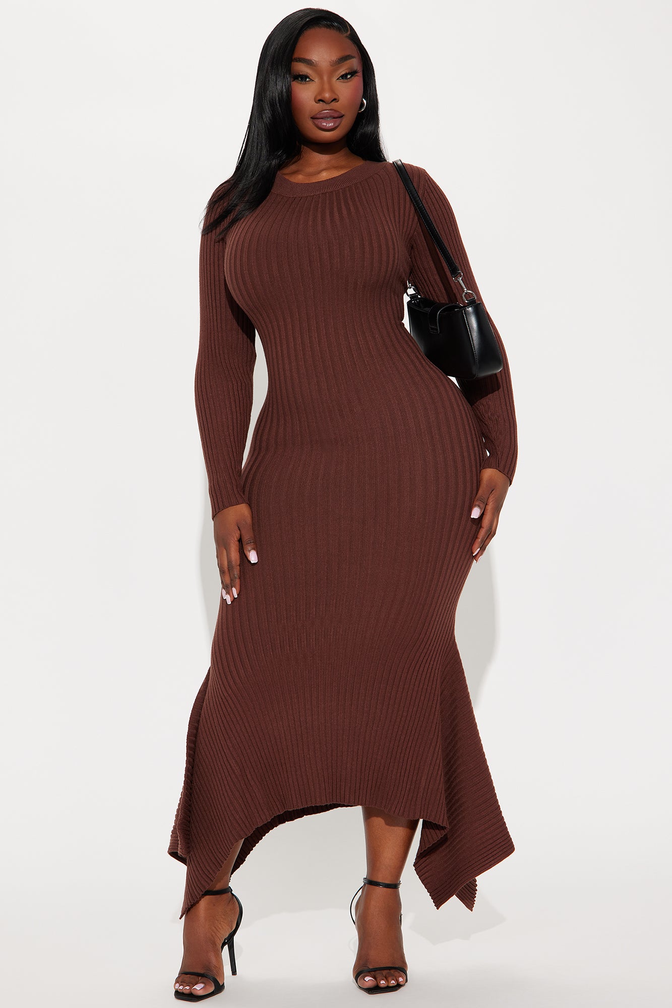 Kaylie Sweater Maxi Dress - Chocolate - Image 11