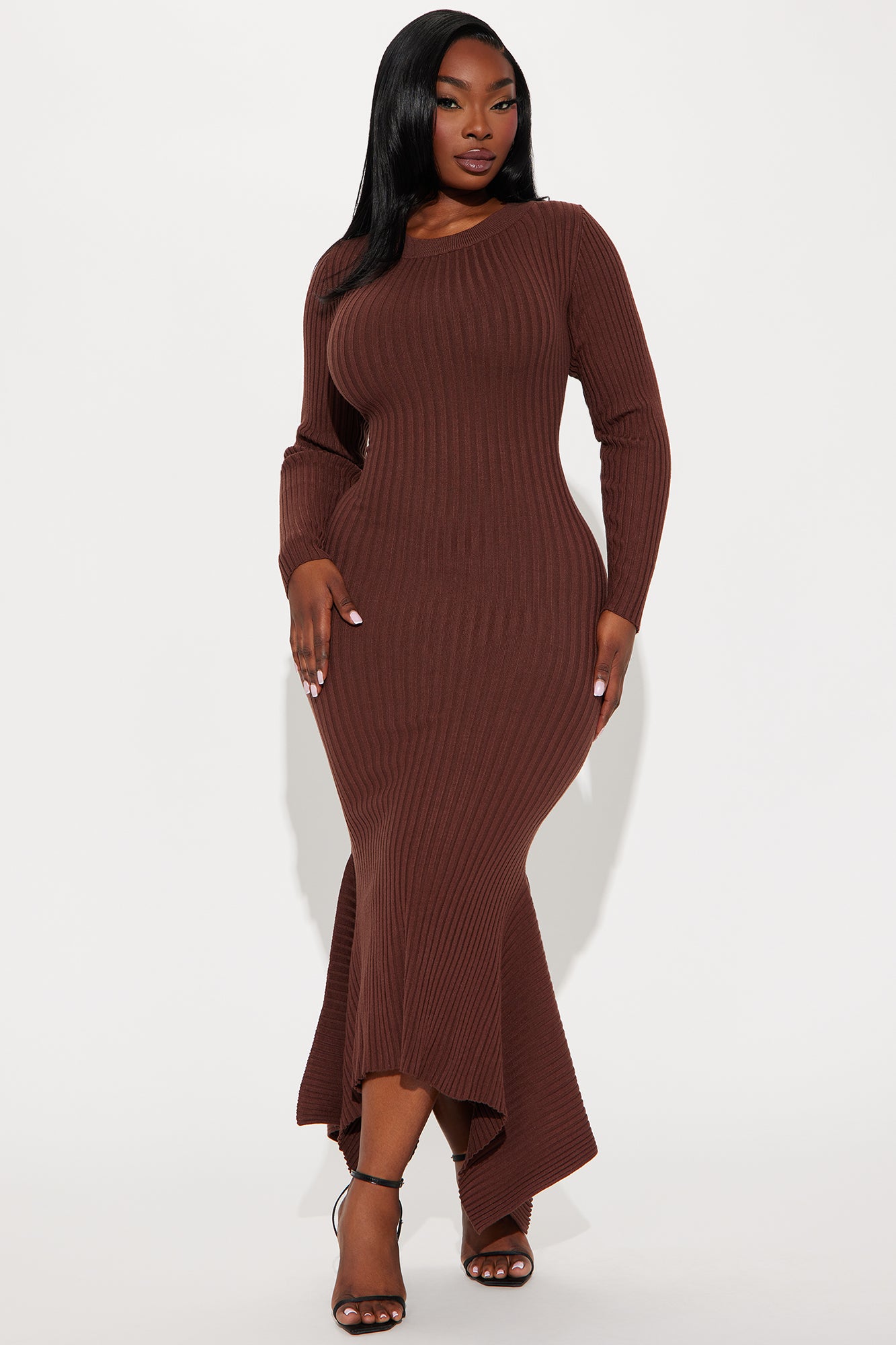 Kaylie Sweater Maxi Dress - Chocolate - Image 8