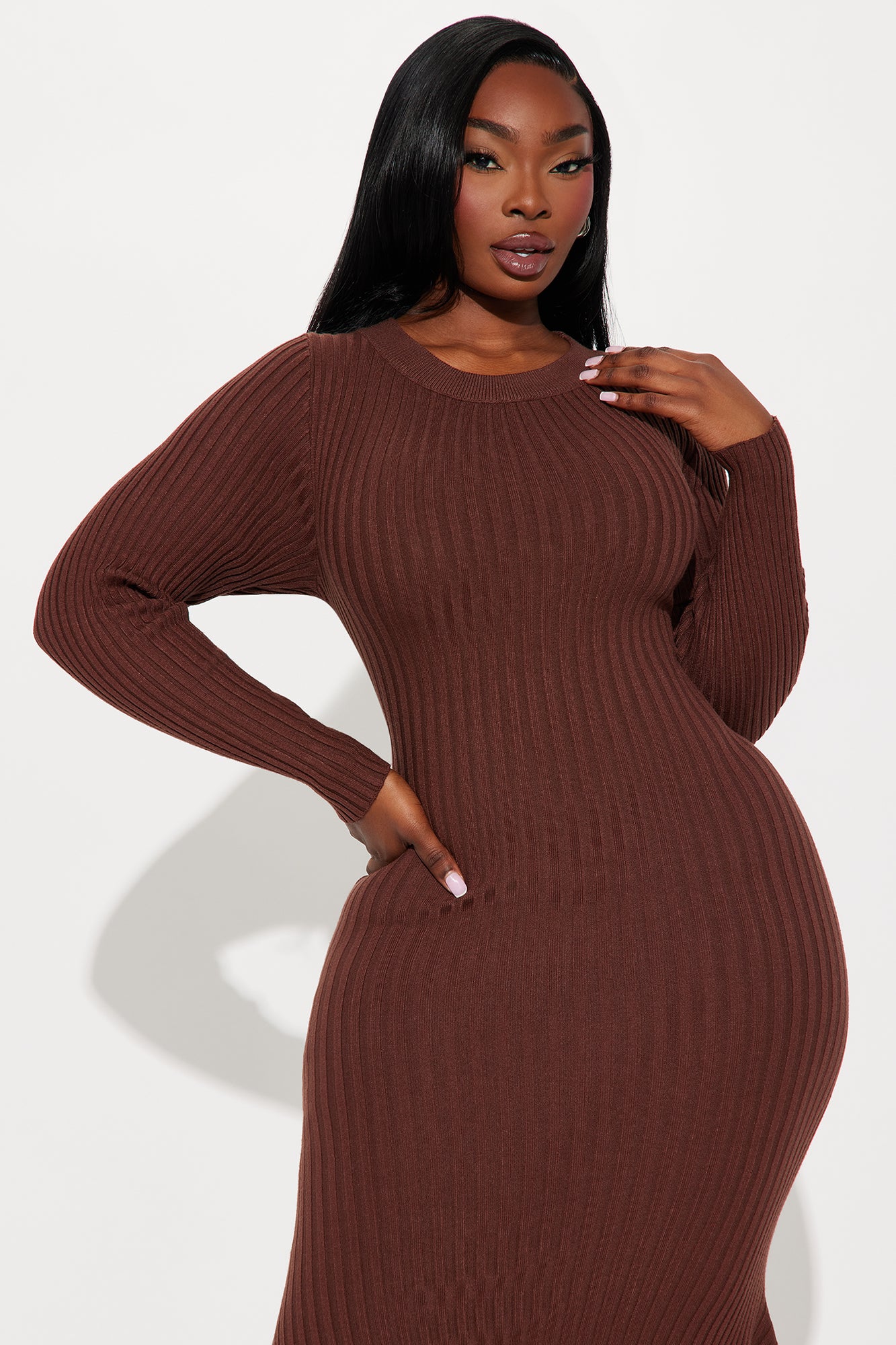 Kaylie Sweater Maxi Dress - Chocolate - Image 6