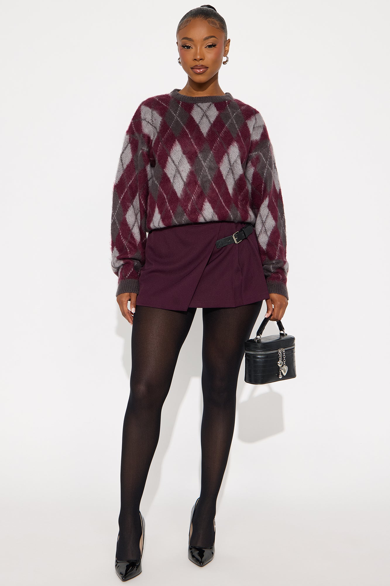 Chic Happens Argyle Sweater Vest - Burgundy/combo - Image 62