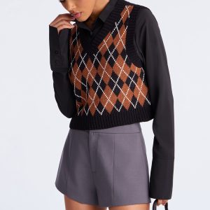 Boss In Faux Fur Sweater Top - Chocolate