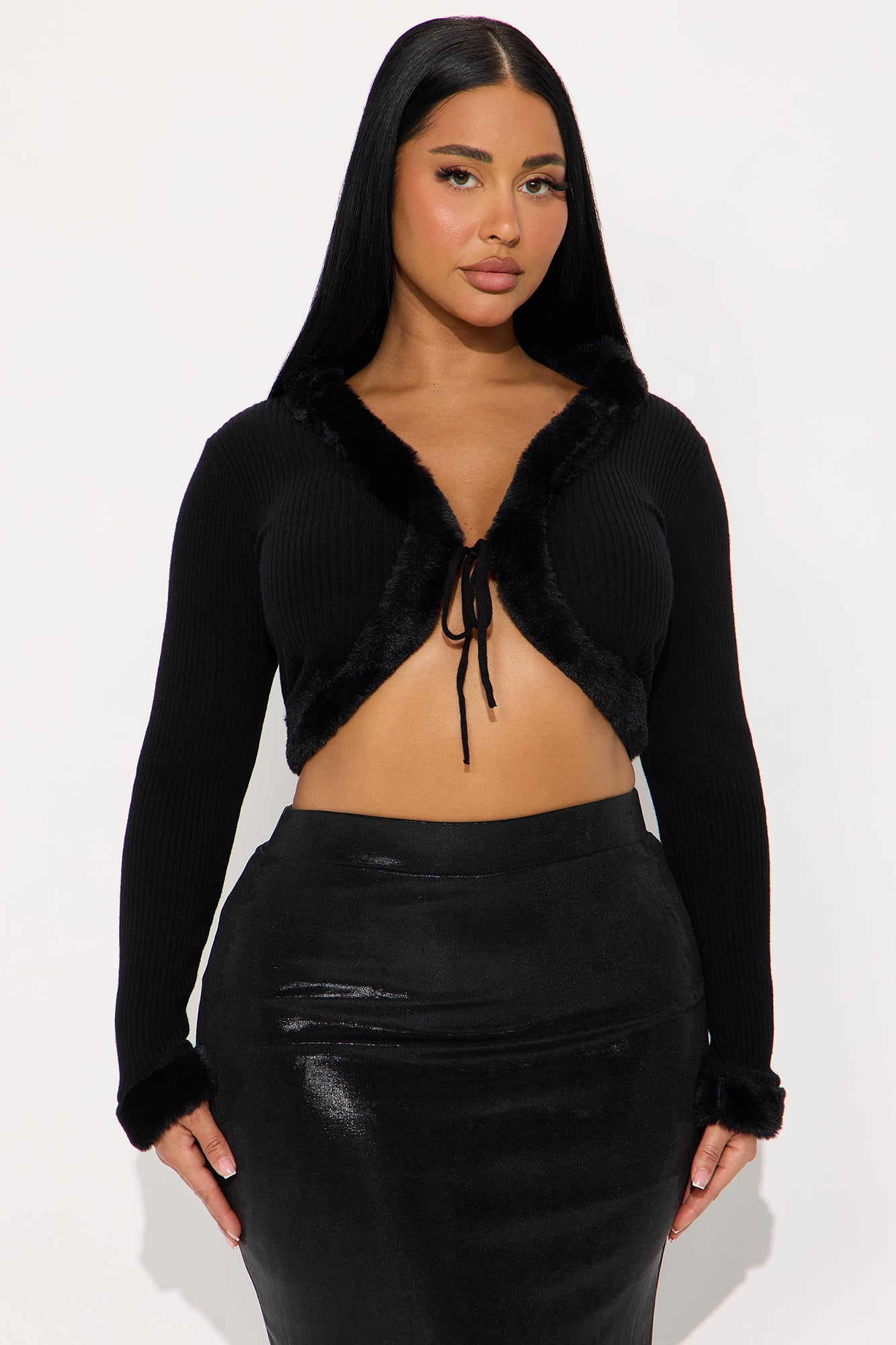 Boss In Faux Fur Sweater Top - Chocolate - Image 27