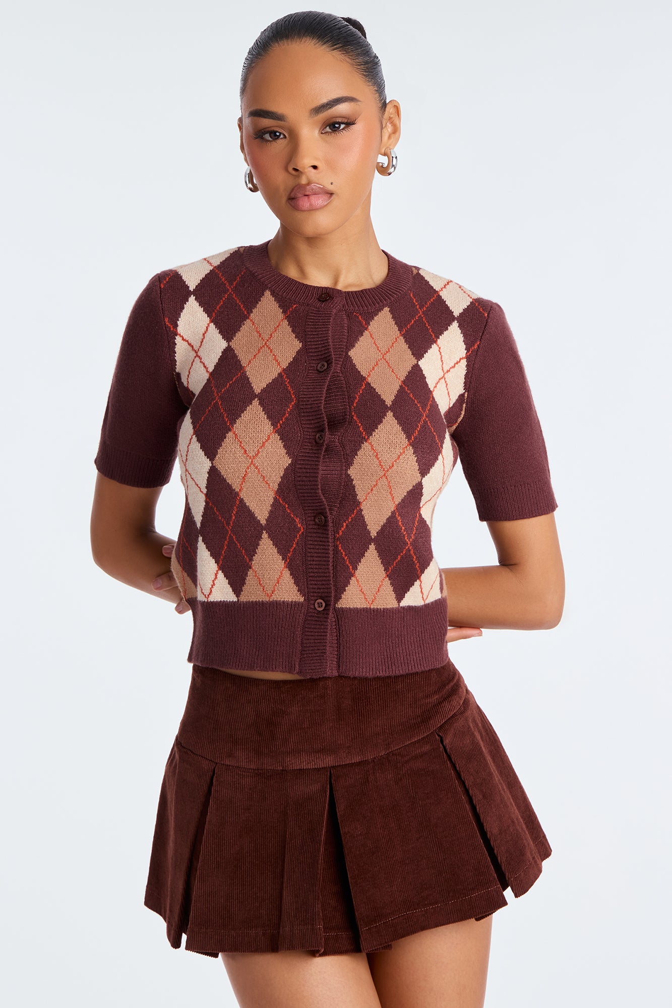 Chic Happens Argyle Sweater Vest - Burgundy/combo - Image 4