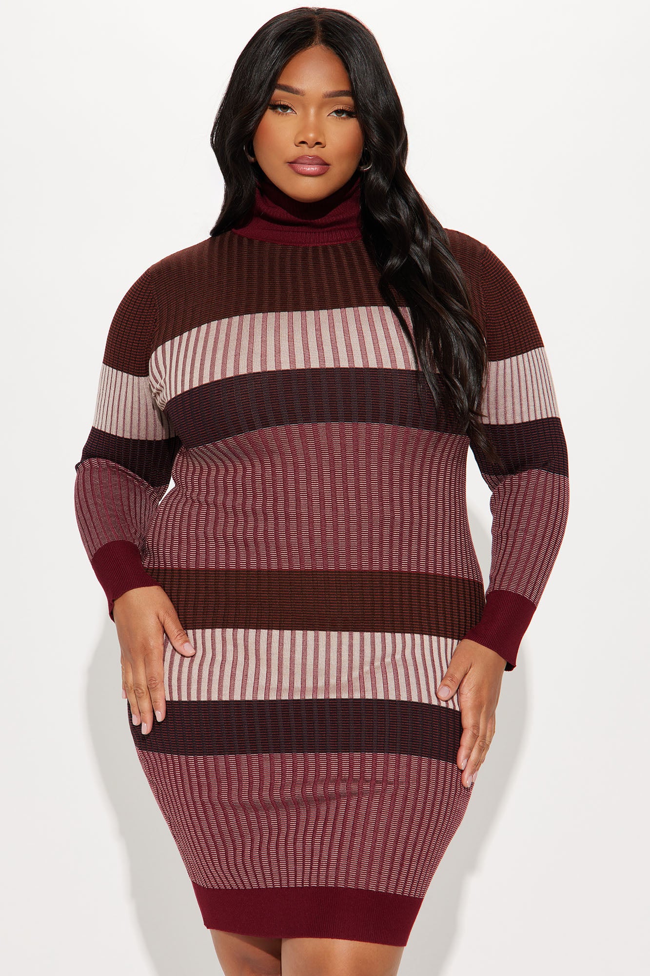 Becca Sweater Midi Dress - Burgundy/combo - Image 2