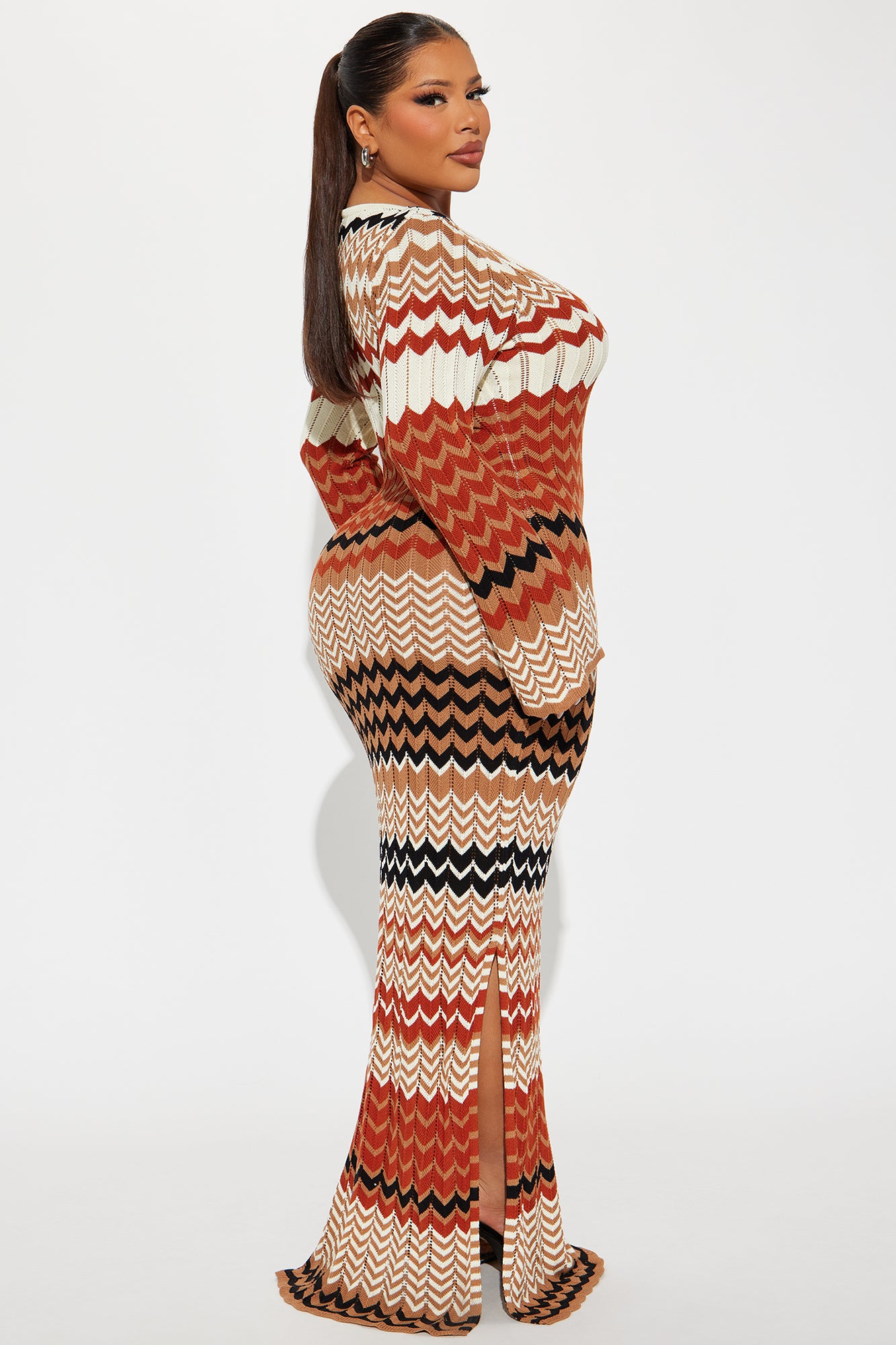 Nina Sweater Maxi Dress - Brown/combo - Image 3
